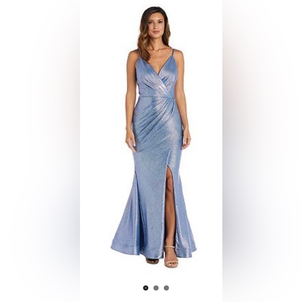 Womens Shimmering Mock Wrap Dress